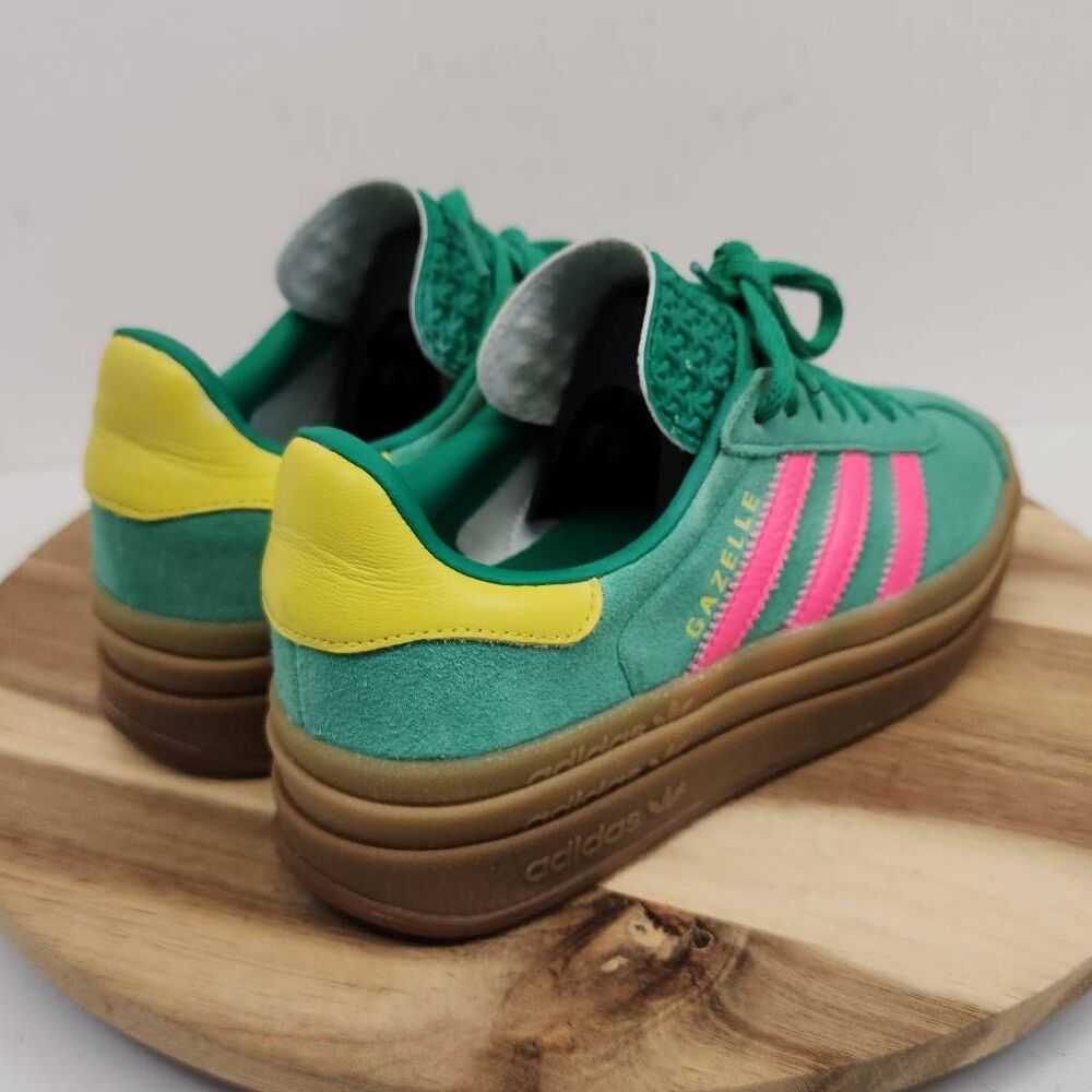 adidas Gazelle Bold Athletic Shoe - Court Green / Lucid Pink Womens Size 6 - Picture 4 of 11